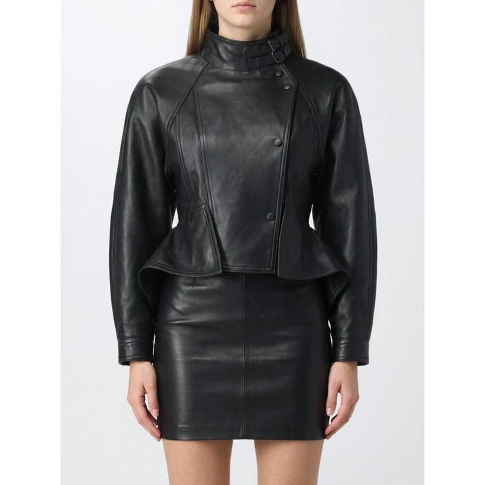 Balmain Women Balmain Lambskin Leather Biker Jacket With Asymmetrical Fastening